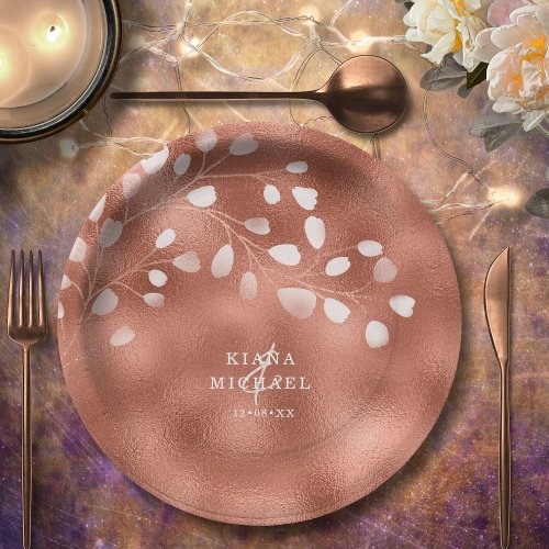 Watercolor Snowdrops Wedding Copper ID726 Paper Plates