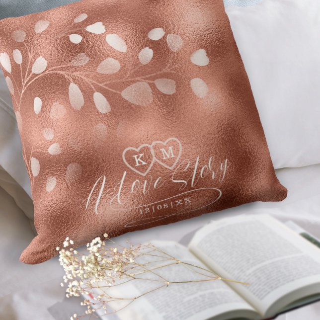 Watercolor Snowdrops Wedding Copper ID726 Throw Pillow (Creator Uploaded)