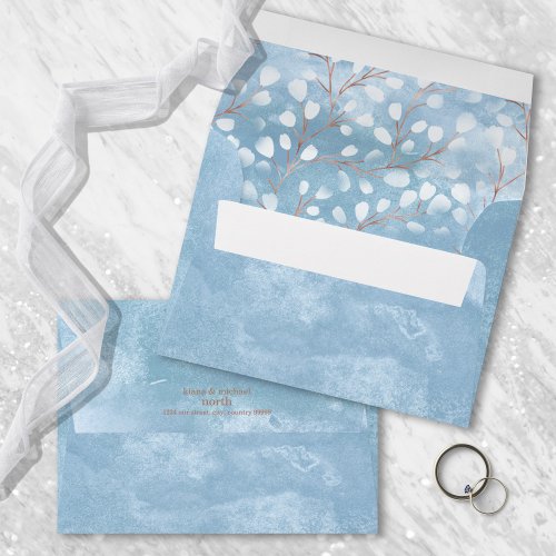 Watercolor Snowdrops Wedding Dusty Blue ID726 Envelope