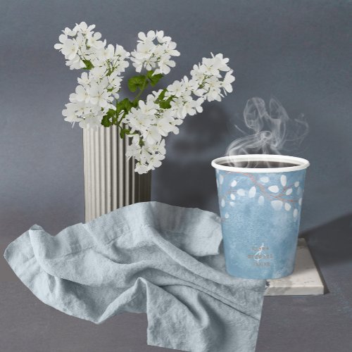 Watercolor Snowdrops Wedding Dusty Blue ID726 Paper Cups