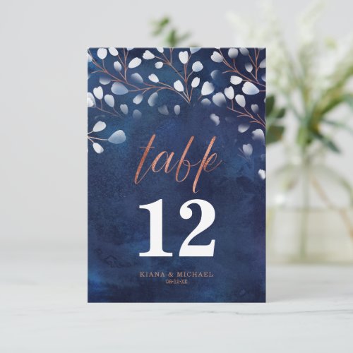 Watercolor Snowdrops Wedding NavyCopper ID726 Invitation