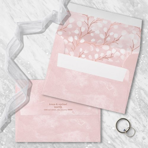 Watercolor Snowdrops Wedding PinkCopper ID726 Envelope