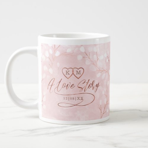 Watercolor Snowdrops Wedding PinkCopper ID726 Giant Coffee Mug