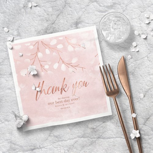 Watercolor Snowdrops Wedding PinkCopper ID726 Napkins