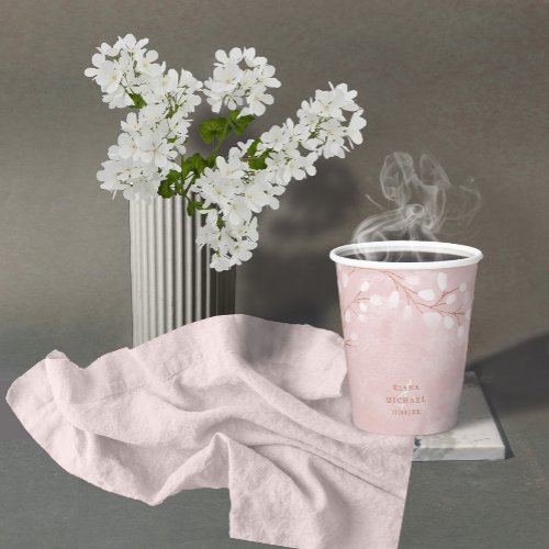 Watercolor Snowdrops Wedding PinkCopper ID726 Paper Cups