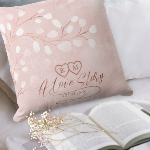 Watercolor Snowdrops Wedding PinkCopper ID726 Throw Pillow