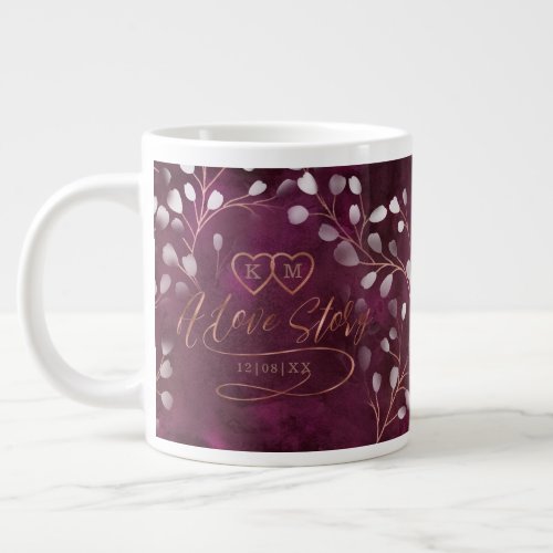Watercolor Snowdrops Wedding PlumCopper ID726 Giant Coffee Mug