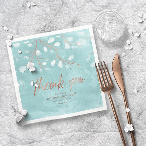 Watercolor Snowdrops Wedding TealCopper ID726 Napkins