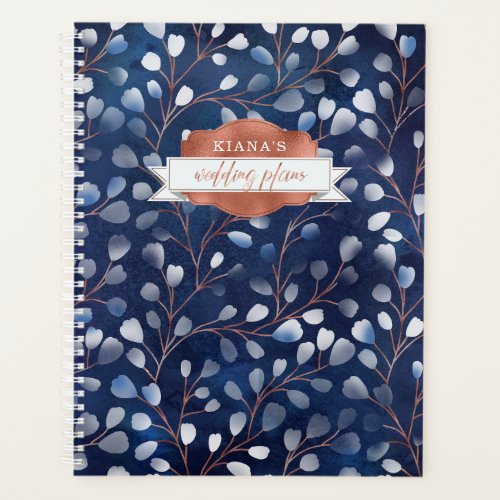 Watercolor Snowdrops Wedding V2 NavyCopper ID726 Planner