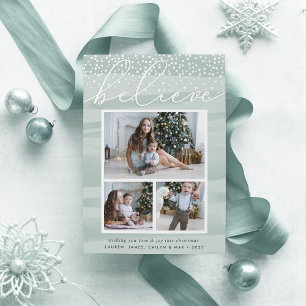 Watercolor Snowfall   Holiday Photo Collage Card