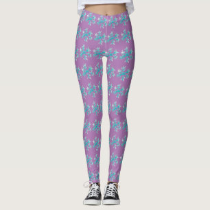 Watercolor Snowflake Blue  Purple Winter  Leggings