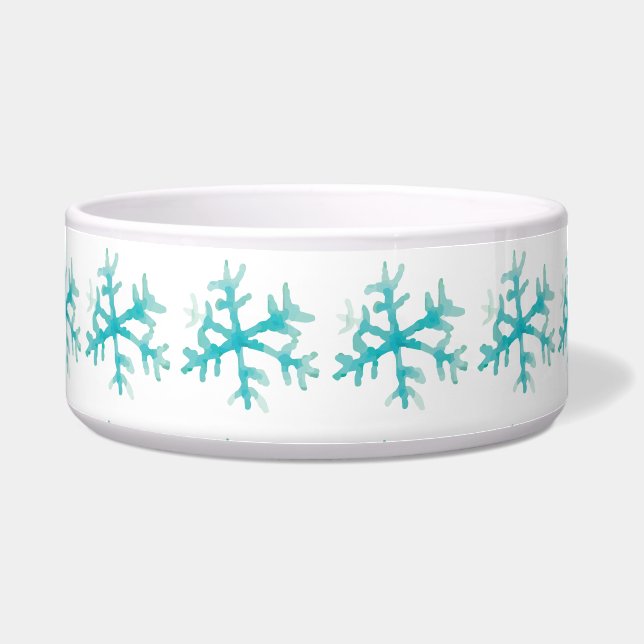 Watercolor Snowflake Blue Winter  Bowl (Front)