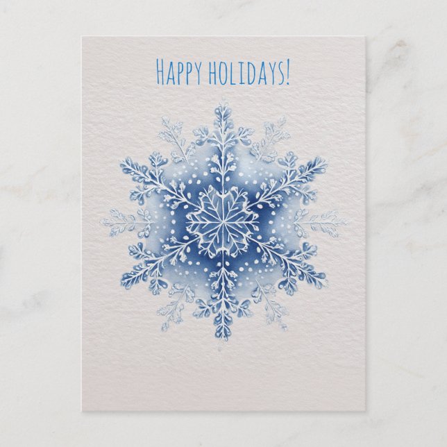 Watercolor snowflake Christmas  Holiday Postcard (Front)
