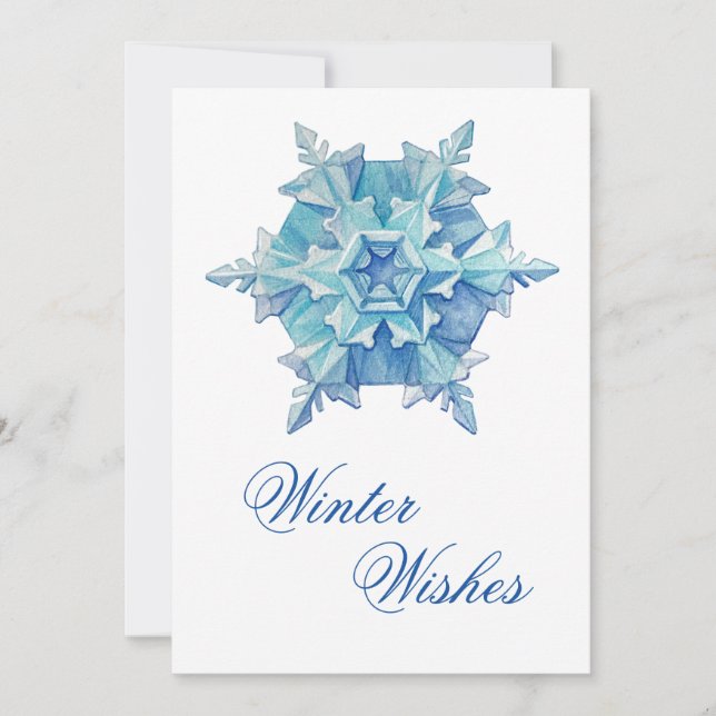 Watercolor Snowflake Holiday Card (Front)