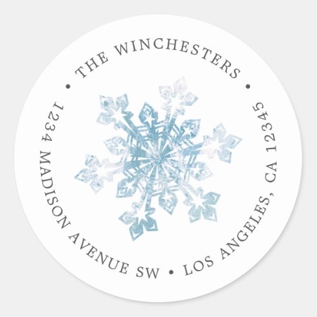 Watercolor Snowflake Return Address Label