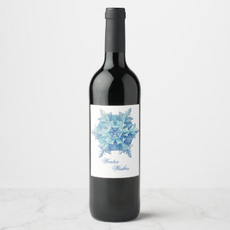 Watercolor Snowflake Wine Label