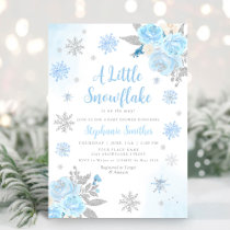 Watercolor Snowflake Winter Boy Baby Shower Invitation