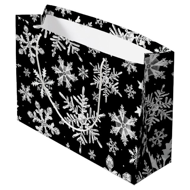 Watercolor Snowflake Wrapping Large Gift Bag (Back Angled)