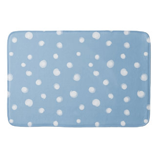Watercolor Snowflakes Blue Pattern Bath Mat