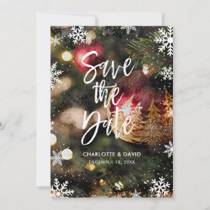 Watercolor Snowflakes Christmas Winter Wedding Save The Date