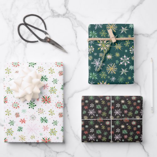 Watercolor Snowflakes Christmas Wrapping Paper Sheets