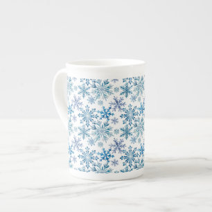 Watercolor Snowflakes Pattern Bone China Mug