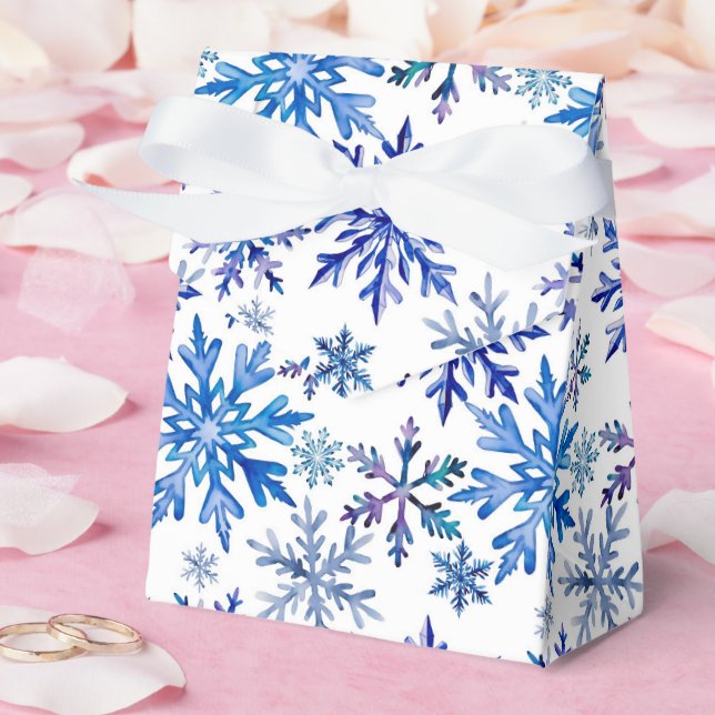 Watercolor Snowflakes Pattern Favor Boxes (Wedding)