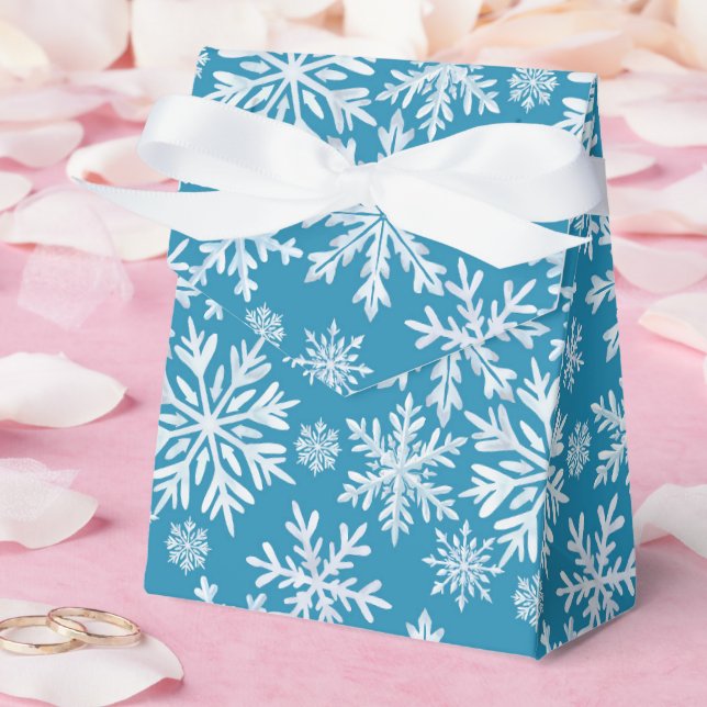 Watercolor Snowflakes Pattern Favor Boxes (Wedding)
