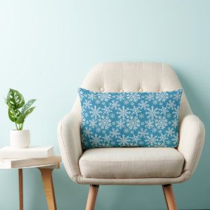 Watercolor Snowflakes Pattern Lumbar Pillow