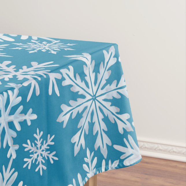 Watercolor Snowflakes Pattern Tablecloth (In Situ)