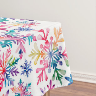 Watercolor Snowflakes Pattern Tablecloth