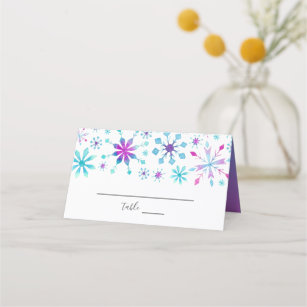 Watercolor Snowflakes Winter Wedding Place Card