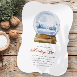 Watercolor Snowglobe Holiday Party Invitation