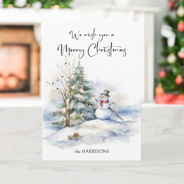 Watercolor Snowman and Merry Christmas Greeting Card (Creator Uploaded)