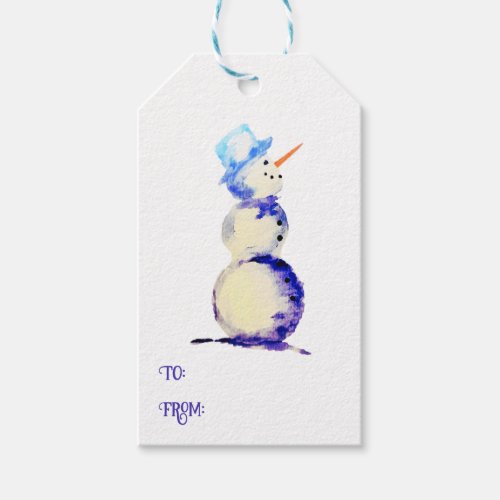 Watercolor Snowman Christmas Gift Tags