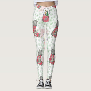 Watercolor Snowman Christmas Holiday Leggings