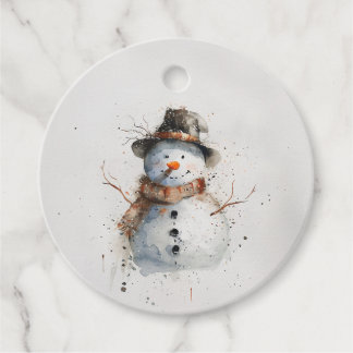 Watercolor Snowman Favor Tags