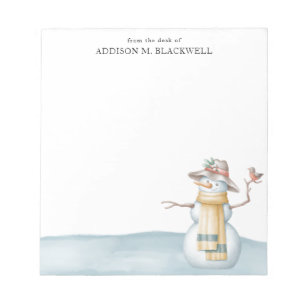 Watercolor Snowman From The Desk Of Notepad