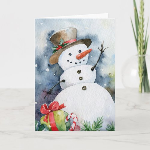 Watercolor Snowman Holiday Card