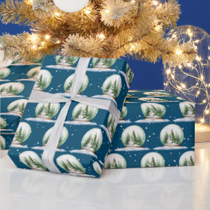 Watercolor Snowman In Snow Globe Wrapping Paper