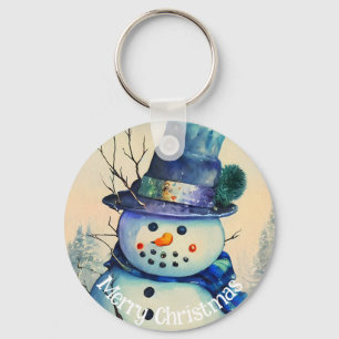 Watercolor Snowman Keychain