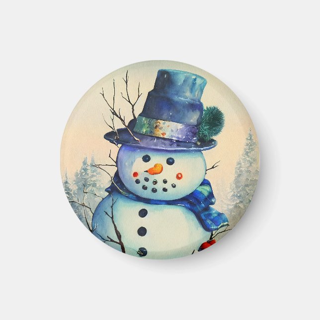 Watercolor Snowman Magnet (Front)