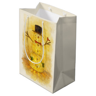 Watercolor Snowman Medium Gift Bag