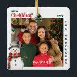 Watercolor Snowman One Photo Festive Christmas Ceramic Ornament<br><div class="desc">Watercolor Snowman One Photo Festive Christmas Ceramic Ornament Capture the magic of the season with this charming watercolor snowman ornament. Perfect for adding a personal touch to your Christmas tree, this ornament features a beautiful watercolor illustration of a snowman, framed by a square for your favorite holiday photo. Key Features:...</div>