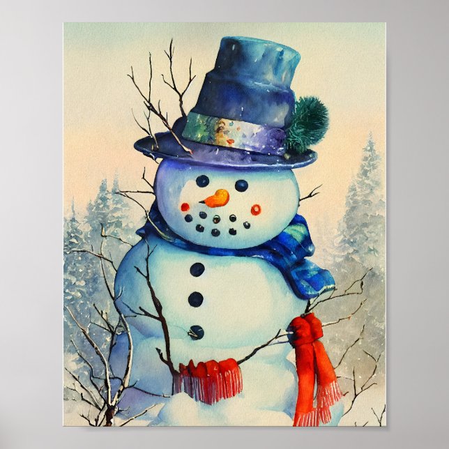 Watercolor Snowman  Poster (Front)