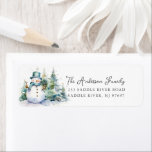 Watercolor Snowman Return Address Label<br><div class="desc">Our festive return address label features a cute snowman with pine tree and snow background. It's the perfect way to let your friends and family know where you live during the holiday season. This label is sure to add a touch of holiday cheer to your mail and get noticed by...</div>