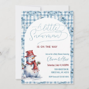 Watercolor Snowman Winter Boy Baby Shower Invitation