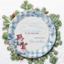 Watercolor Snowman Winter Boy Baby Shower