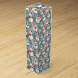 Watercolor Snowmen on Blue Wine Box