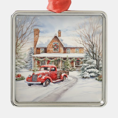 Watercolor Snowy Christmas Art Ornament